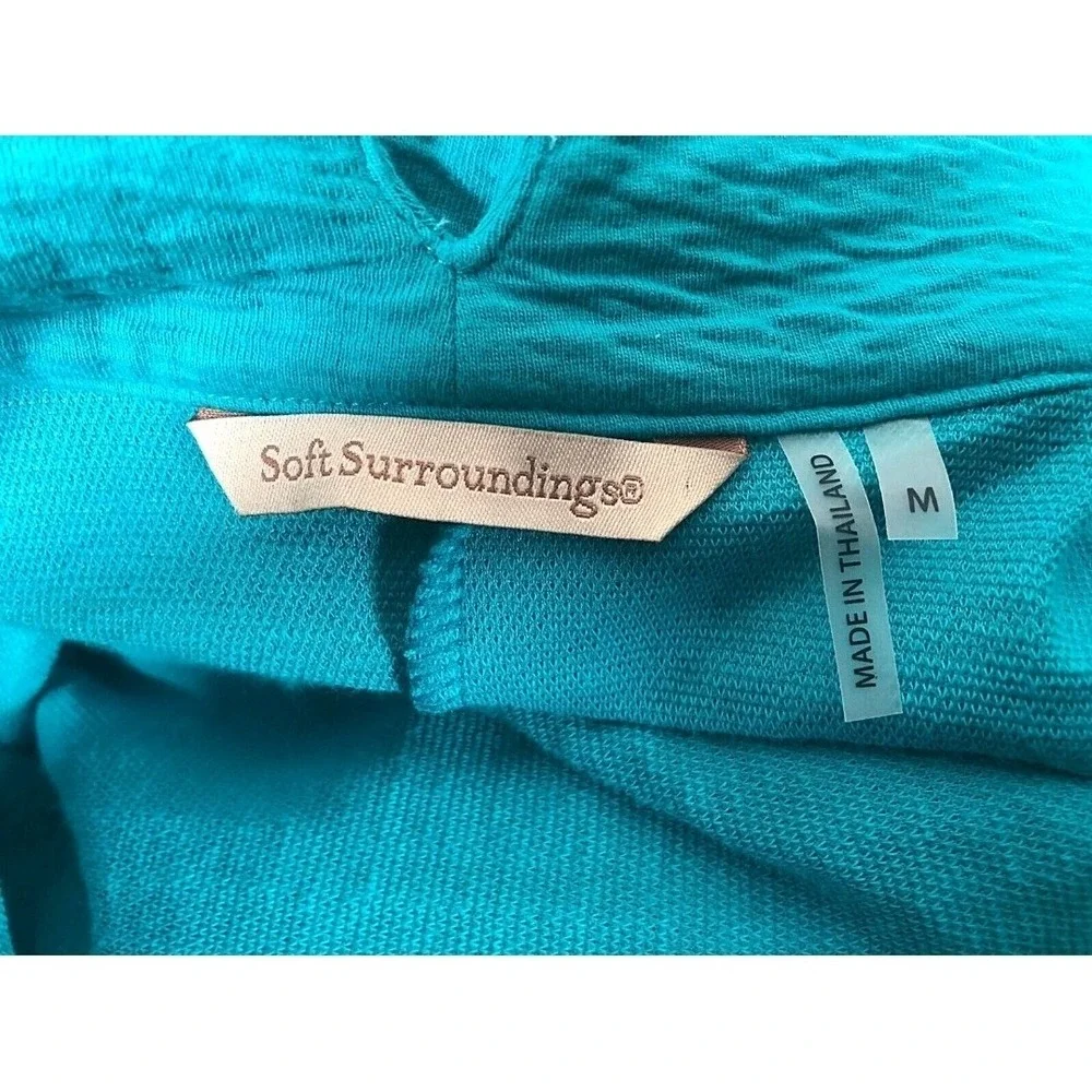 Soft Surroundings Art To Wear Jacket Sz M Cardigan CottonSeersucker Blue Buttons